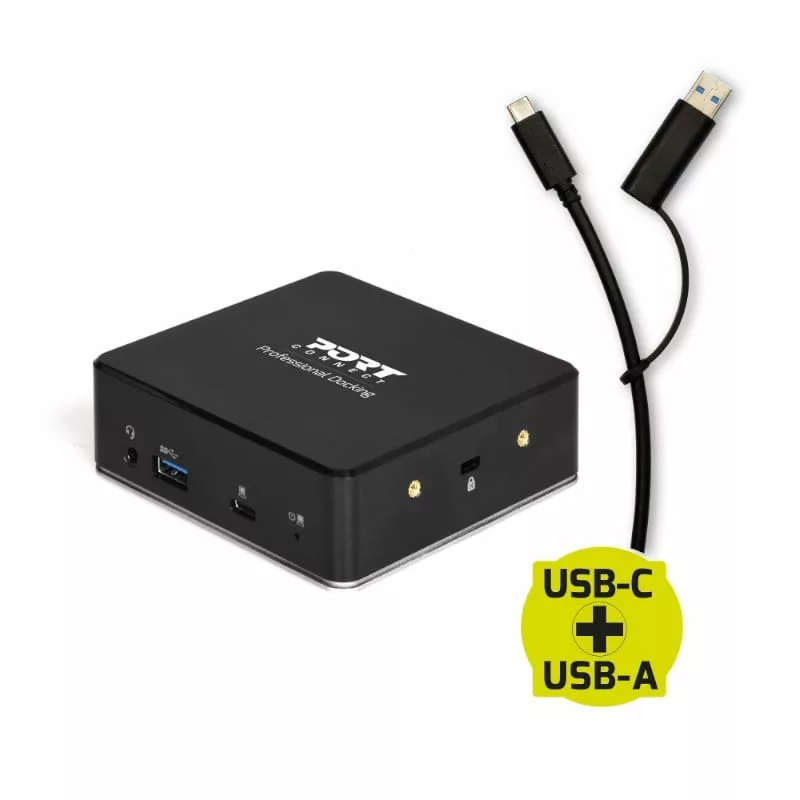 Port Designs 901908 interface hub USB 3.2 Gen 1 (3.1 Gen 1) Type-C Black