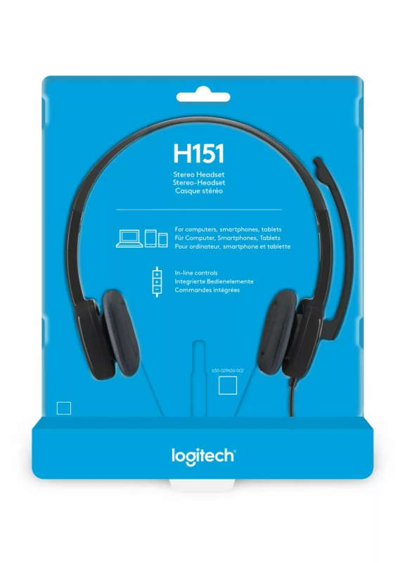 Logitech H151 Stereo Headset With Noise-Cancelling Mic Black