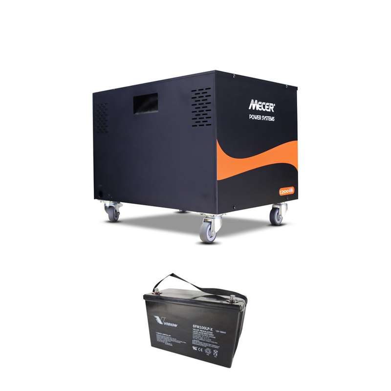 Mecer BBONE-12S+12V 1.2kVA/720W DC-AC inverter with 1x100Ah Battery -  /