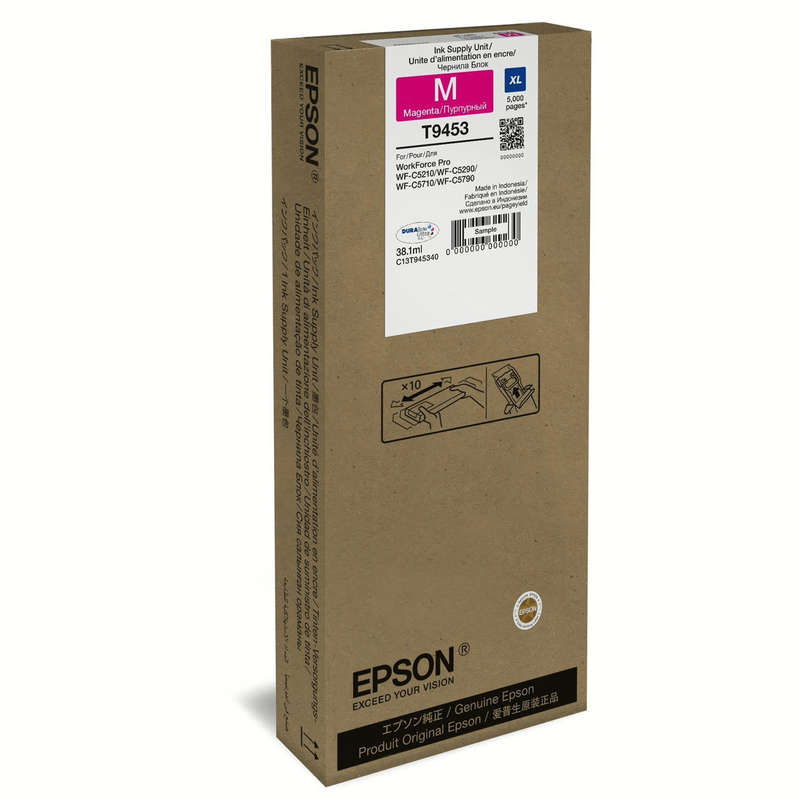 Epson T9453 38.1-ml XL for WorkForce Pro WF-C5210DW Magenta High Yield Printer Ink Cartridge Orig...