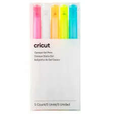 2009849 - Cricut 5 medium point (1.0 mm) opaque pens in pink; white; orange; yellow; and blue; Hi...
