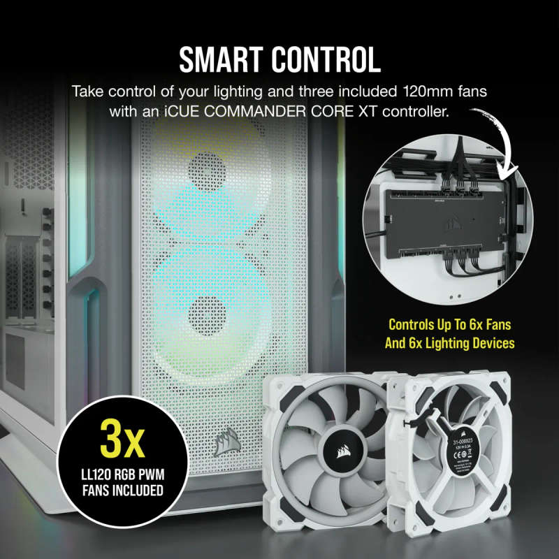 Corsair iCUE 5000T RGB Midi PC Tower White