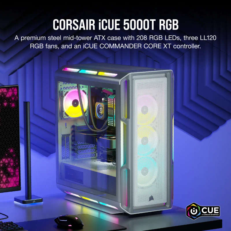 Corsair iCUE 5000T RGB Midi PC Tower White