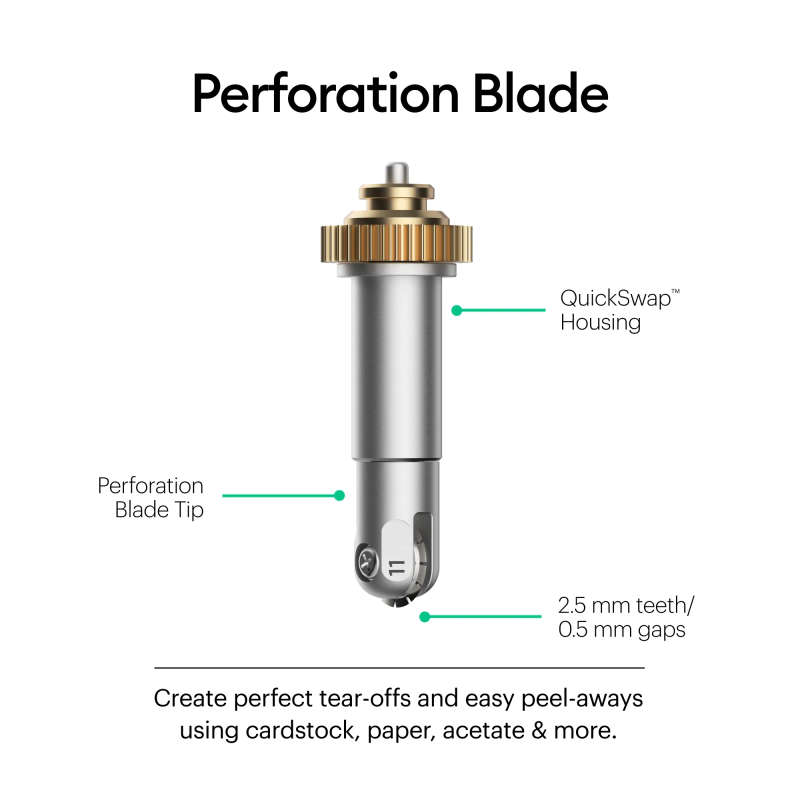 2006706 - Cricut Maker PerForation Blade Tip; Basic PerForation Blade; 2.5 mm teeth / 0.5 mm gap.
