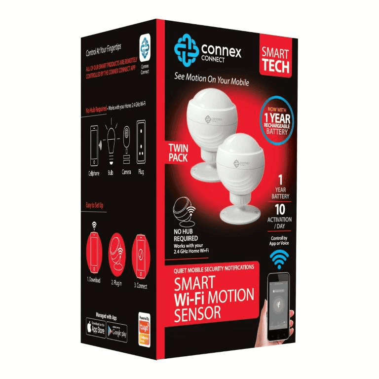 Connex 2-pack Smart WiFi Motion Sensor Rechargeable