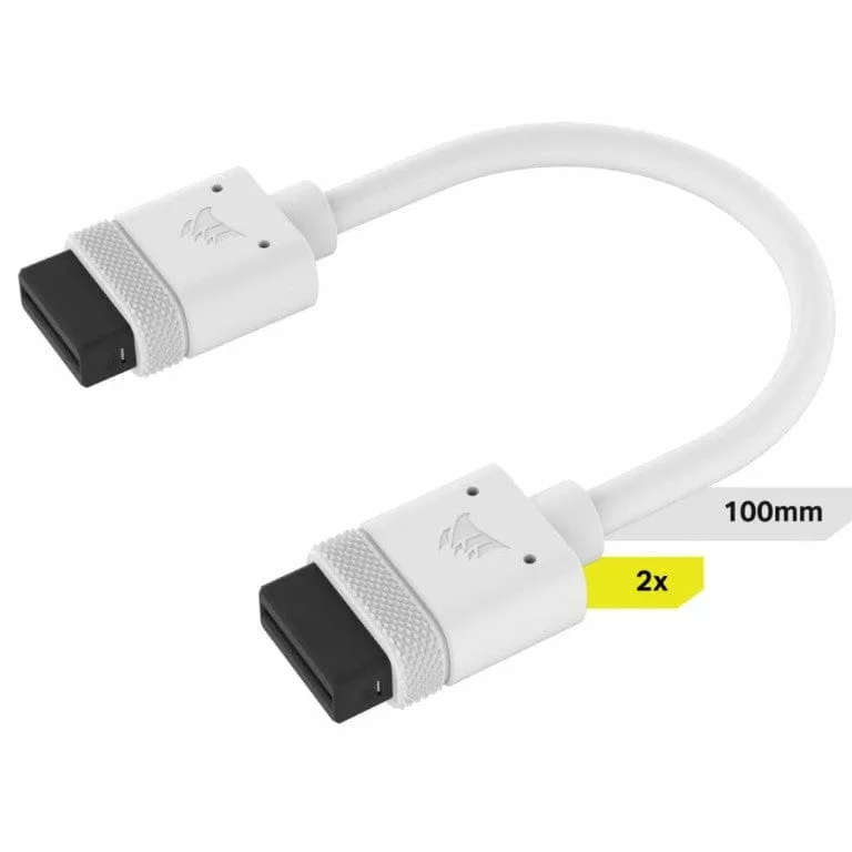 Corsair iCUE 100mm with Straight Connectors Link Cable White 2-pack