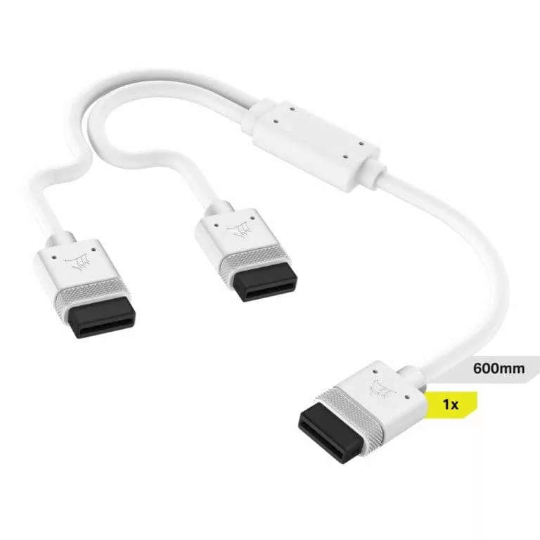 Corsair iCUE 600mm Y-Cable with Straight Connectors White Link Cable