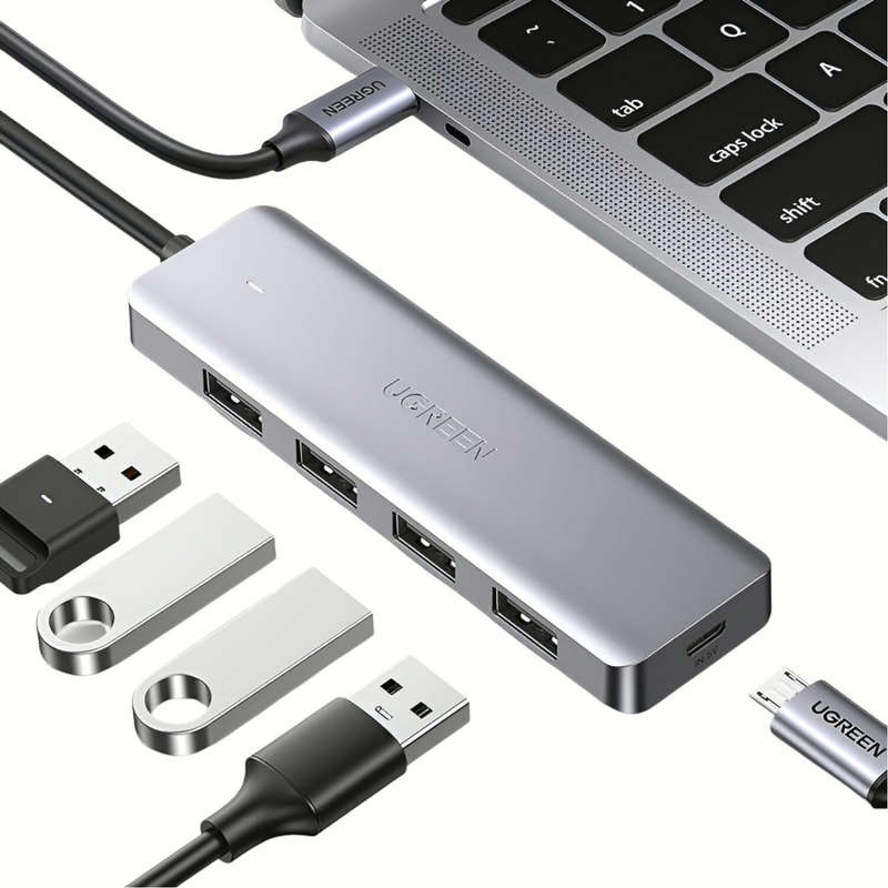 UGREEN CM219-70336 4-in-1 Hub | USB 3.0 | Type-C - Silver