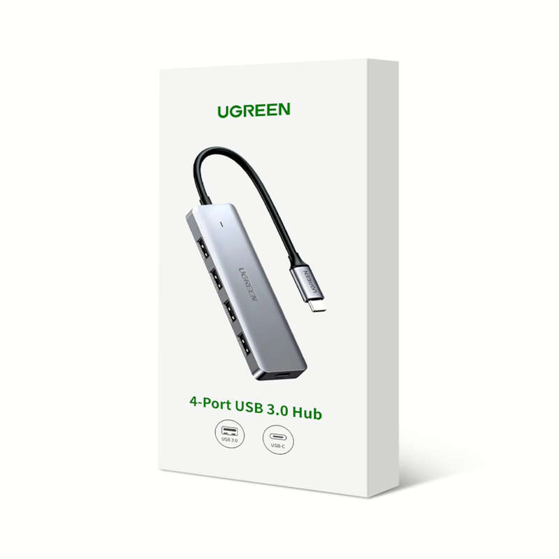 UGREEN CM219-70336 4-in-1 Hub | USB 3.0 | Type-C - Silver