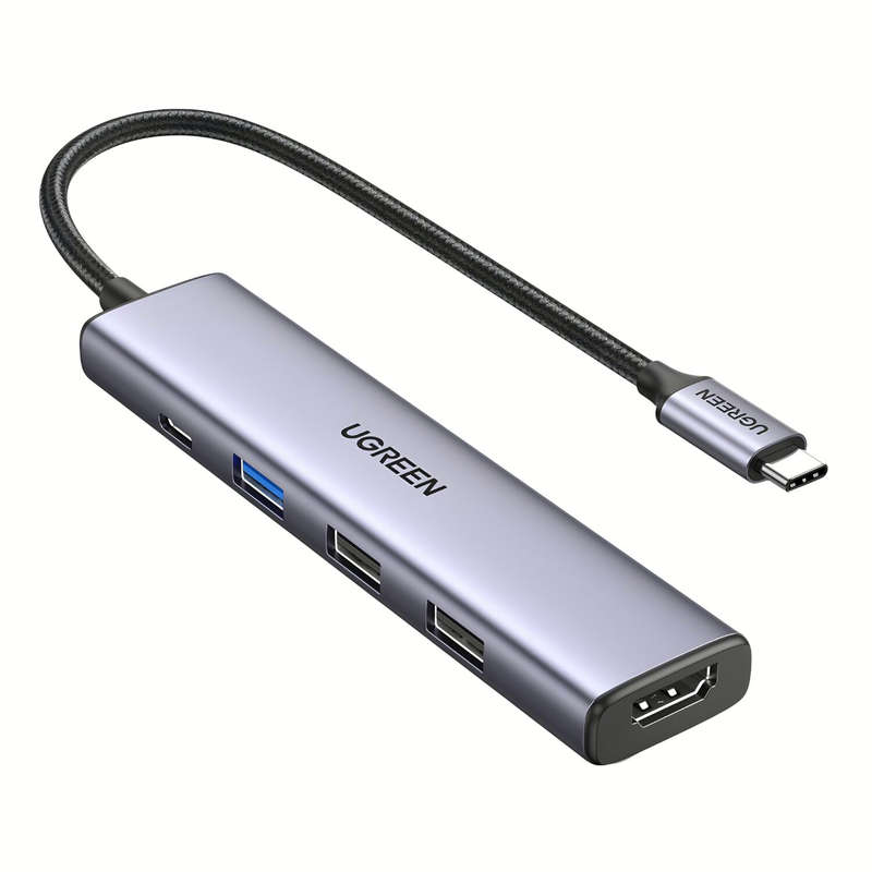 UGREEN Revodok 5-in-1 Type-C Hub | 4K HDMI, USB-A and Type-C Ports  Silver