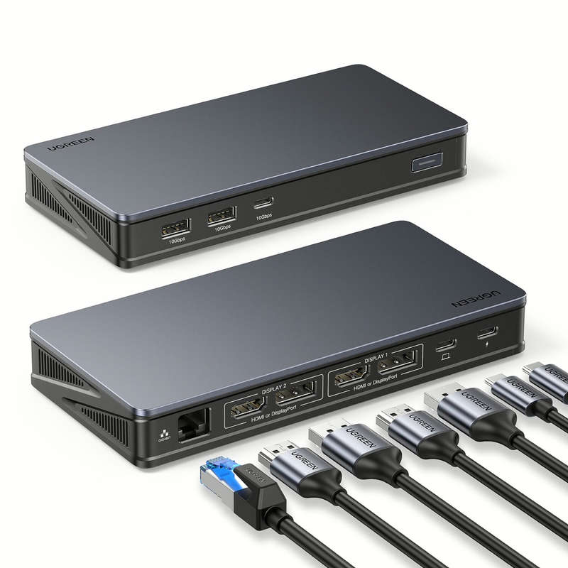 UGREEN Revodok Pro 209 9-in-1 4k HDMI Universal Docking Station | USB-A | Type-C | RJ45- Carbon B...