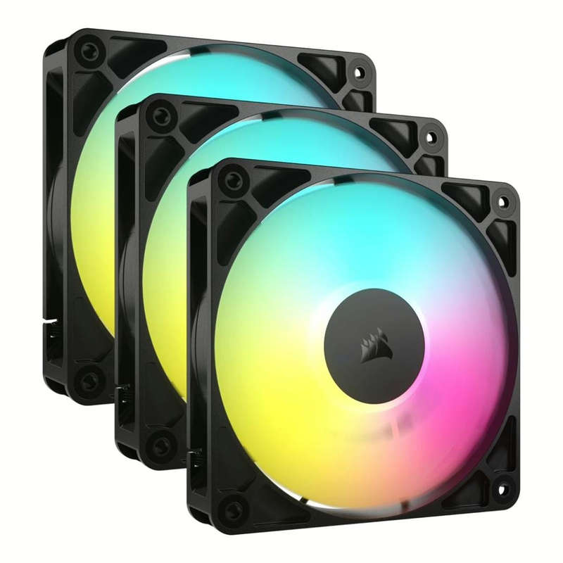 Corsair RS120 ARGB 120mm PWM Computer Case Fan Black 3-pack