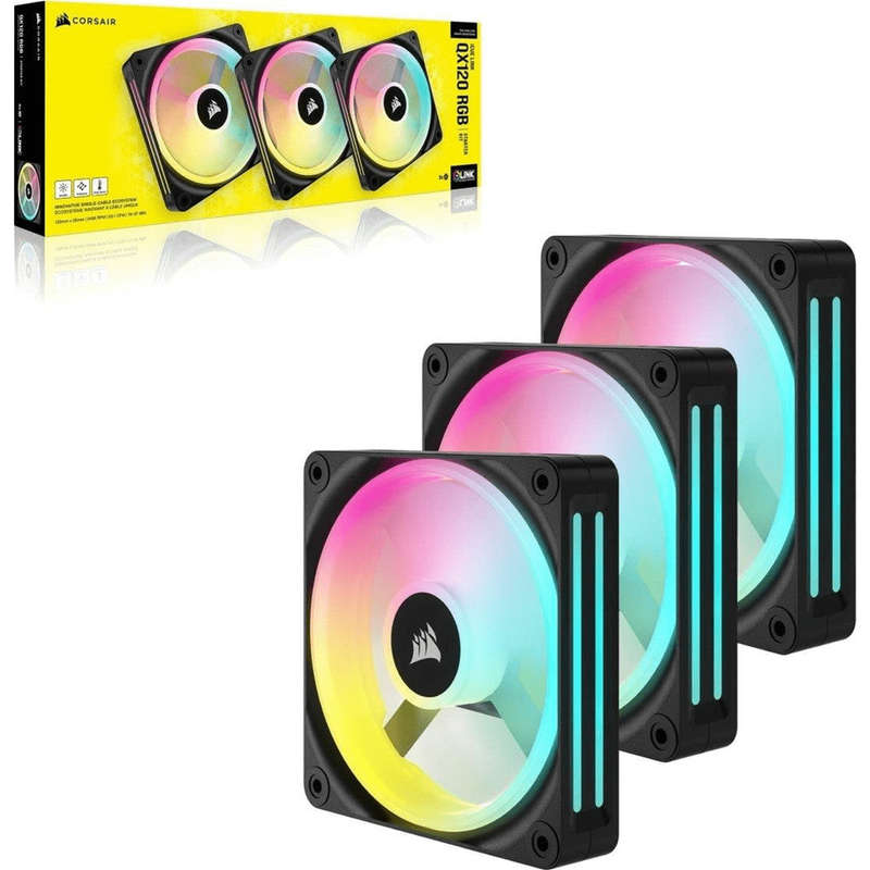 Corsair iCUE Link QX120 ARGB 120mm PC Case Fan 3-pack Black