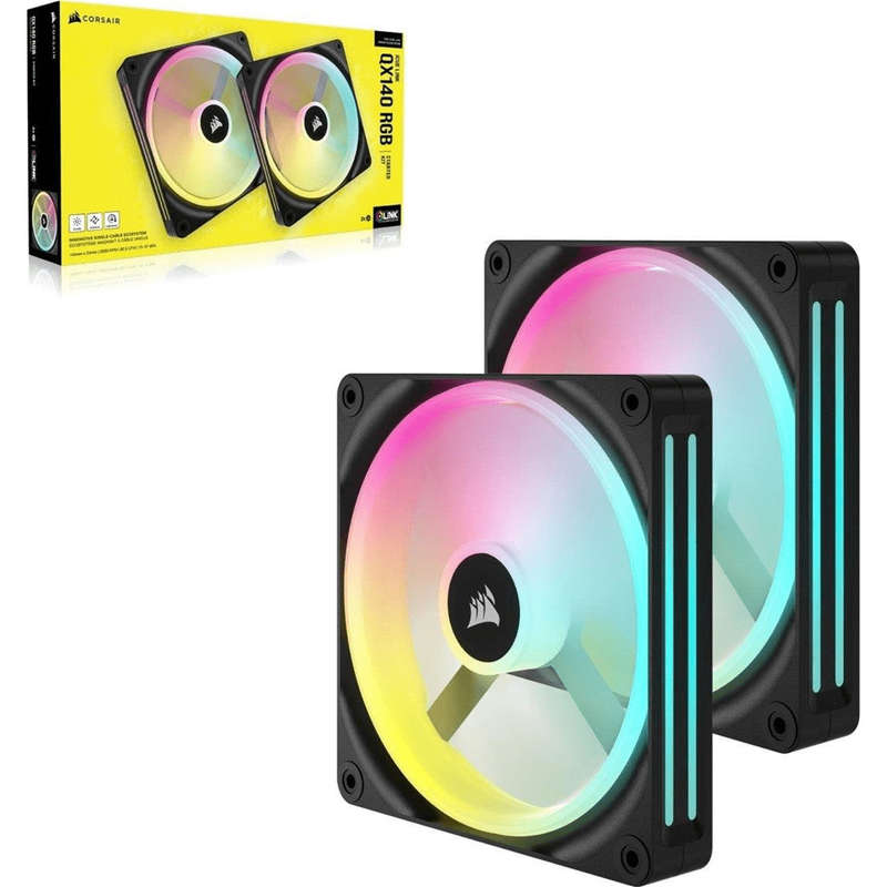 Corsair iCUE Link QX140 ARGB 140mm PC Case Fan 2-pack Black