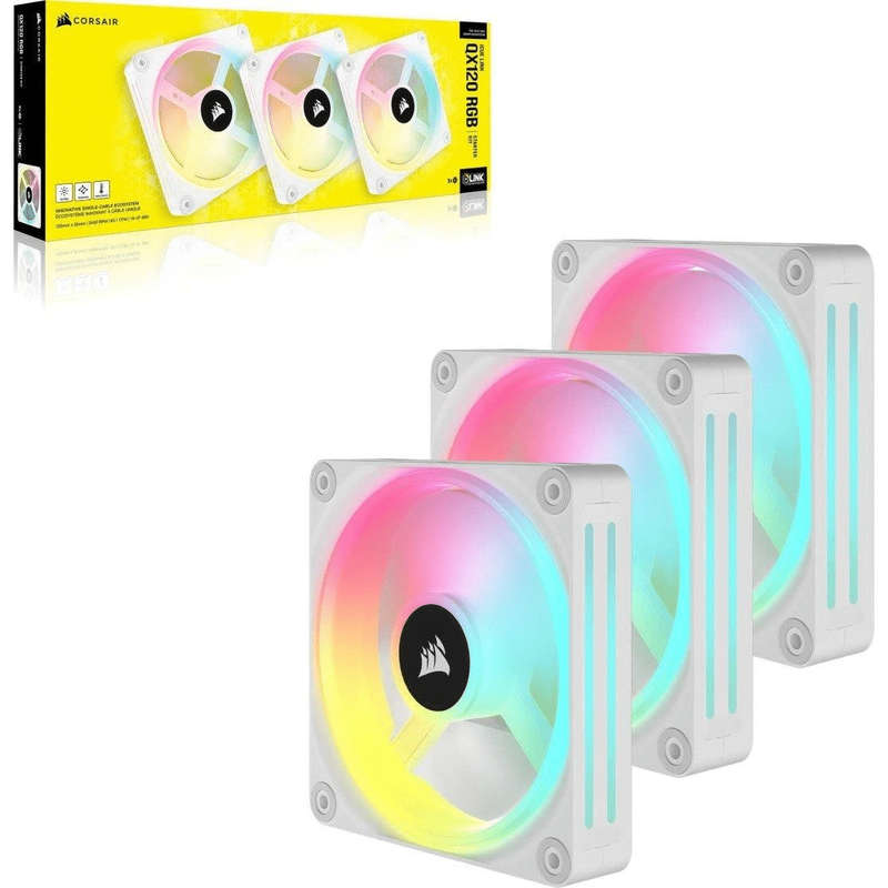 Corsair iCUE Link QX120 ARGB 120mm PC Case Fan - 3-pack White