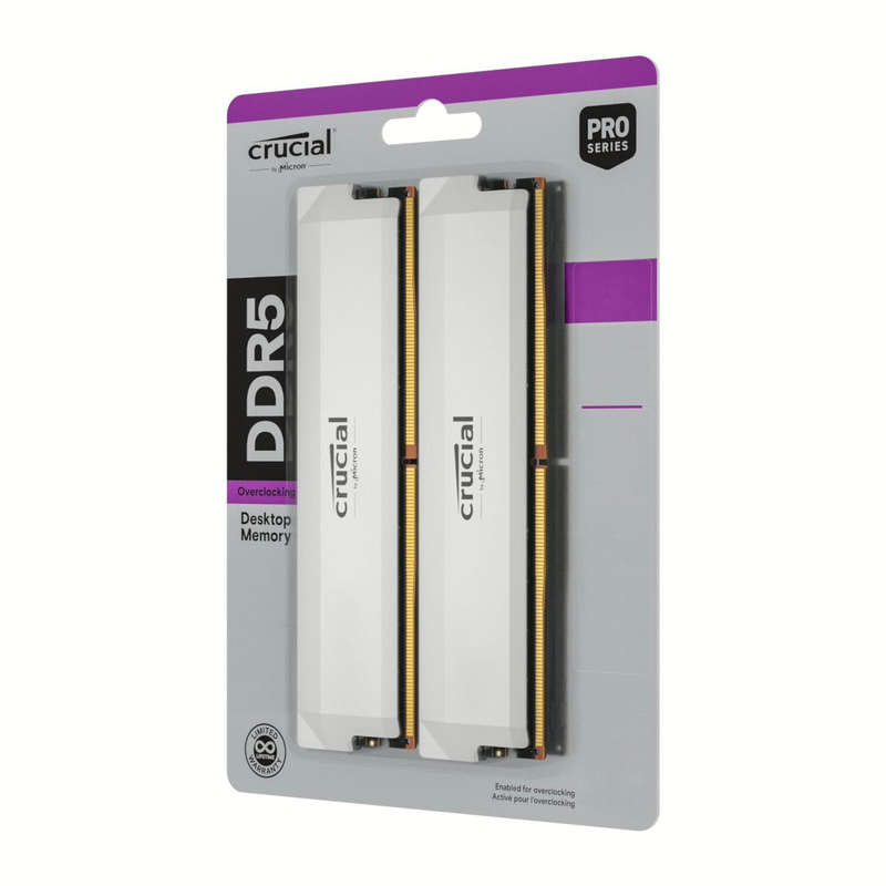 Crucial Pro DDR5 6000MHz 32GB Overclocking Memory Kit  White