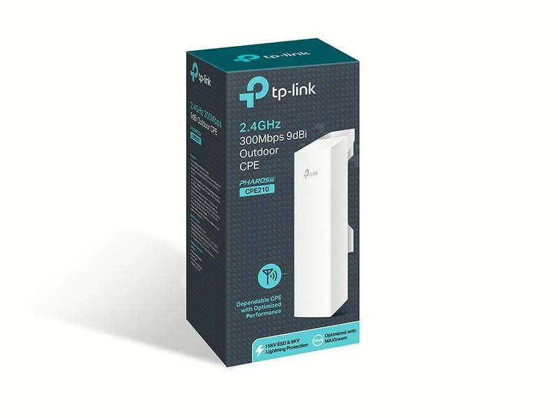 TP-Link CPE210 2.4GHz 300Mbps 9dBi Outdoor CPE 300 Mbit/s Power over Ethernet (PoE) White