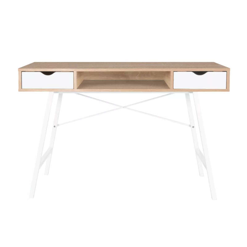 Everfurn Rain Work Desk Two Drawers Steel Frame Adjustable Feet Study Desk