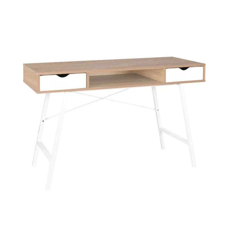 Everfurn Rain Work Desk Two Drawers Steel Frame Adjustable Feet Study Desk