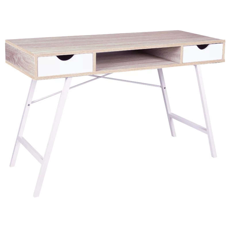 Everfurn Rain Work Desk Two Drawers Steel Frame Adjustable Feet Study Desk