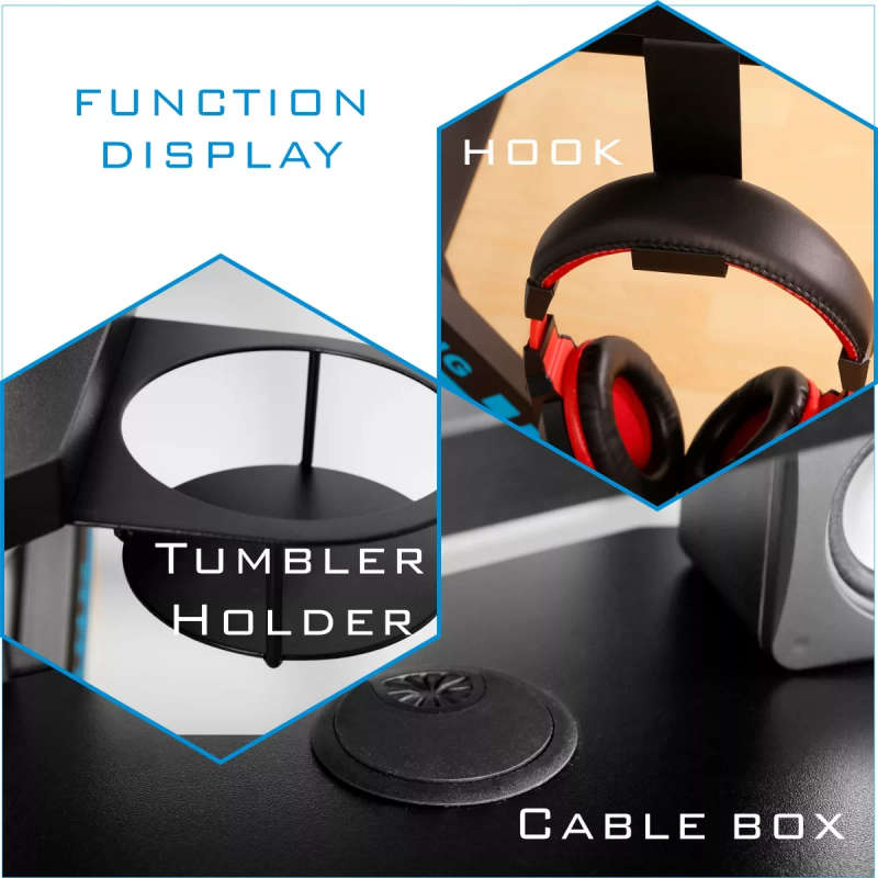 Volkano VX Gaming Donahue Gaming Desk with Headphone Hook Black