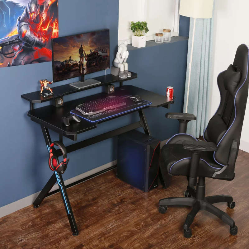 Volkano VX Gaming Donahue Gaming Desk with Headphone Hook Black