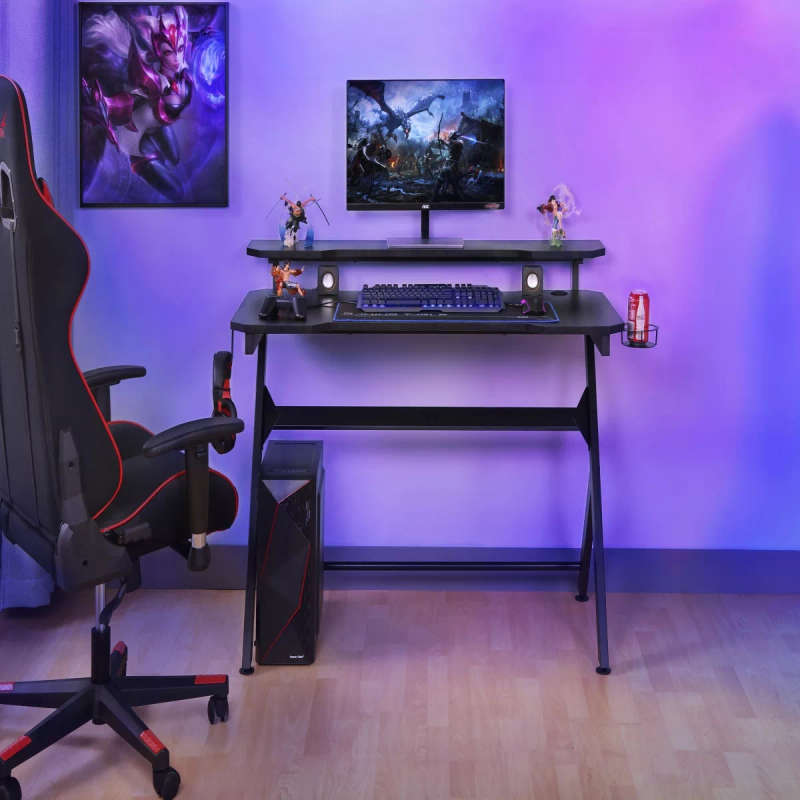Volkano VX Gaming Donahue Gaming Desk with Headphone Hook Black