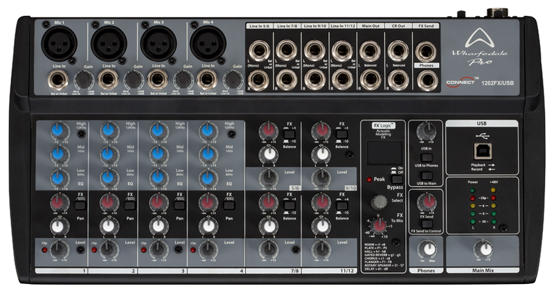 Wharfedale Connect 1202FX/USB 4xMono 4xStereo Channel Mixer with Effects