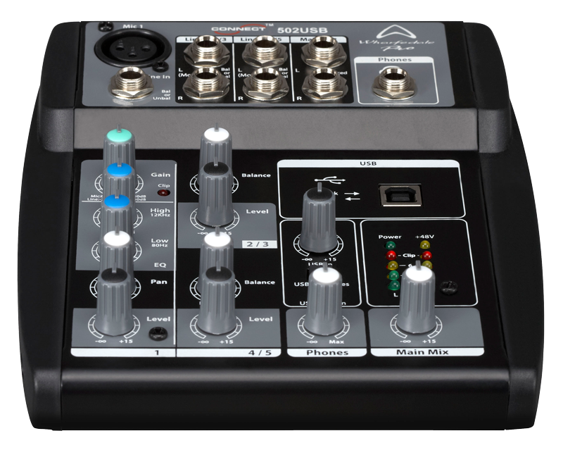 Wharfedale Connect 502 1xMono Mic/Line Ch. & 2xStereo Channel Mixer - USB