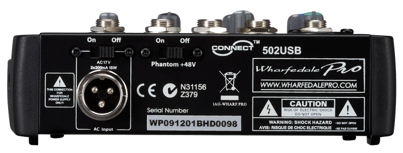 Wharfedale Connect 502 1xMono Mic/Line Ch. & 2xStereo Channel Mixer - USB