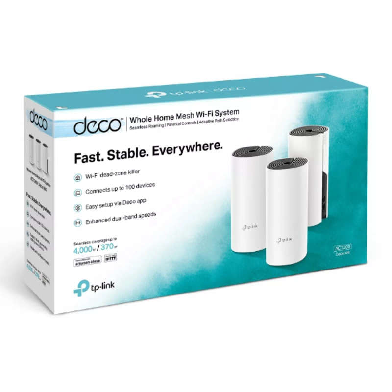 TP-Link Deco M4(3-pack) AC1200 Whole-Home Mesh Wi-Fi System