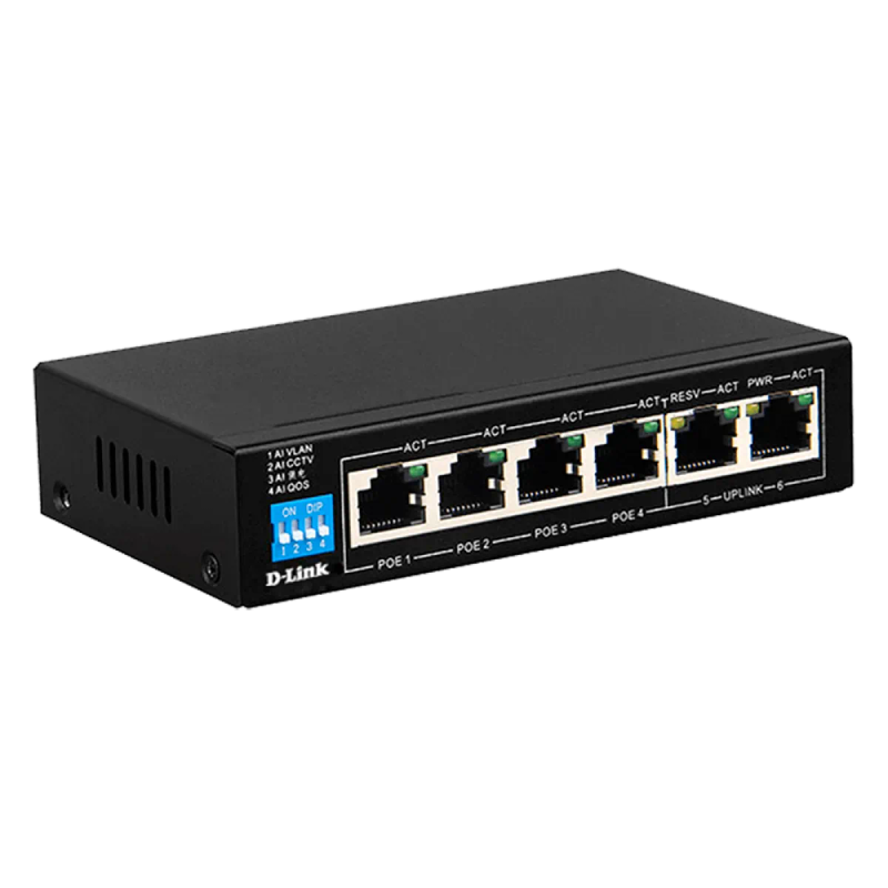 6-Port 10/100/1000Mbps Unmanaged Gigabit Long Range PoE Switch (4x PoE ports + 2x uplink ports)