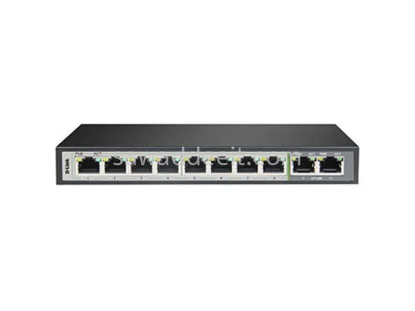10-Port 10/100/1000Mbps Unmanaged Gigabit Long Range PoE Switch (8x PoE ports + 2x uplink ports) ...