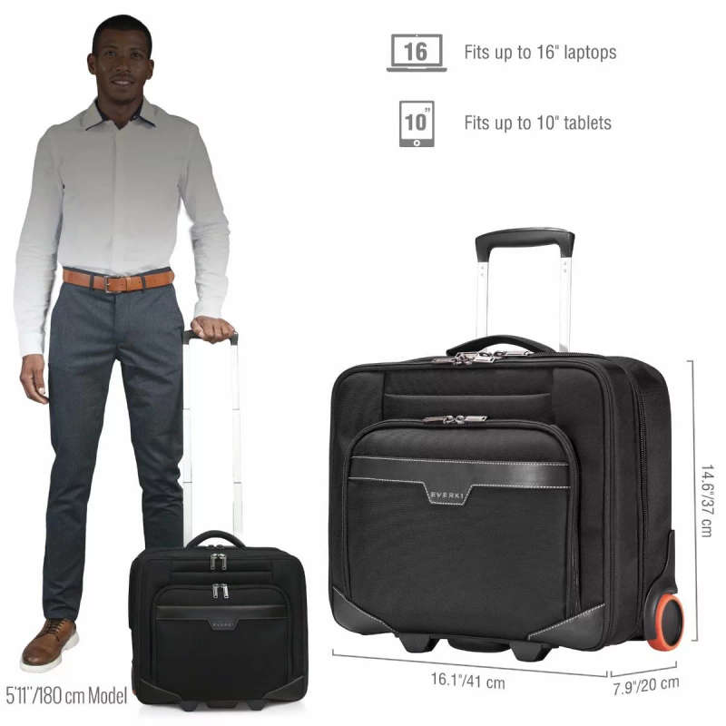Everki Journey Notebook Trolley Rolling Briefcase 11-inch to 16-inch Adaptable Compartment