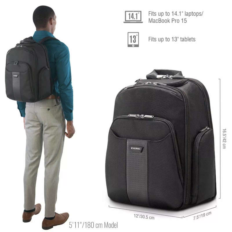 Everki Versa 2 Premium Travel Friendly Notebook Backpack up to 14.1-inch Macbook Pro 15