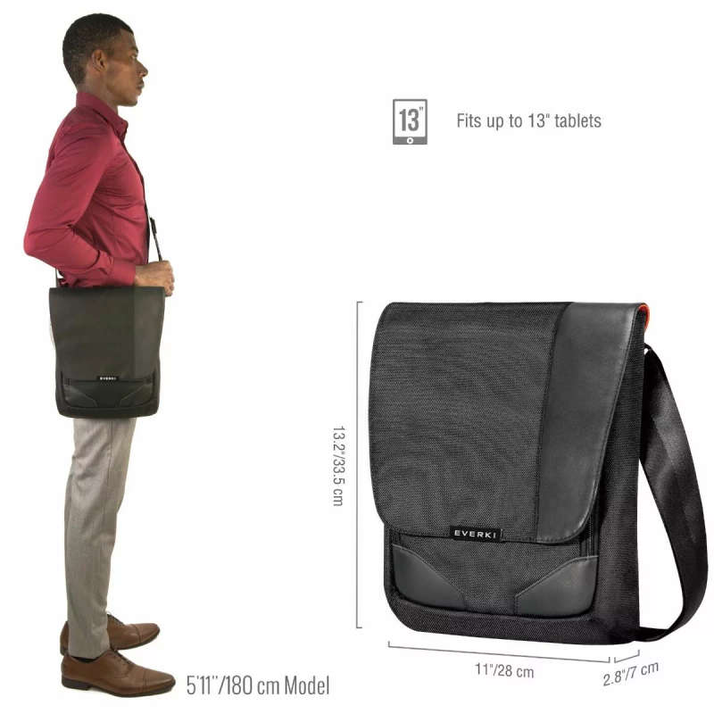 Everki Venue Xl Premium Rfid Mini Messenger Fits iPad Pro 12-inch Surface Pro Macbook 12