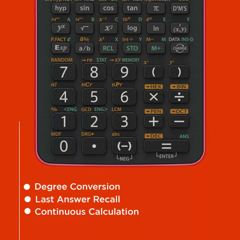 Sharp EL-W535SA-BRD 422-functions Scientific Calculator Red