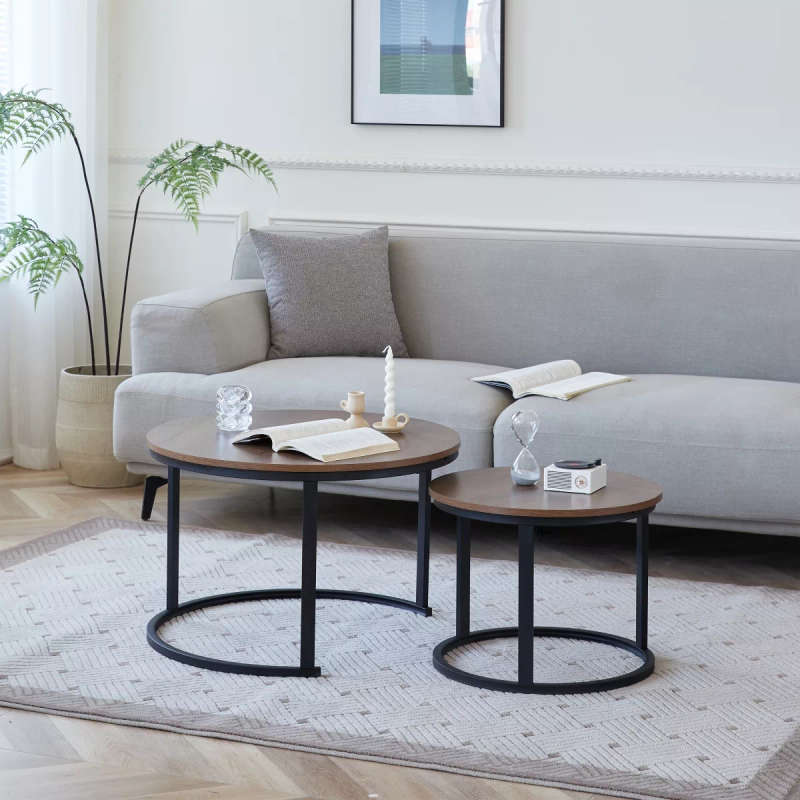 Everfurn Nile Nesting Coffee Table White & Gold 2 Piece