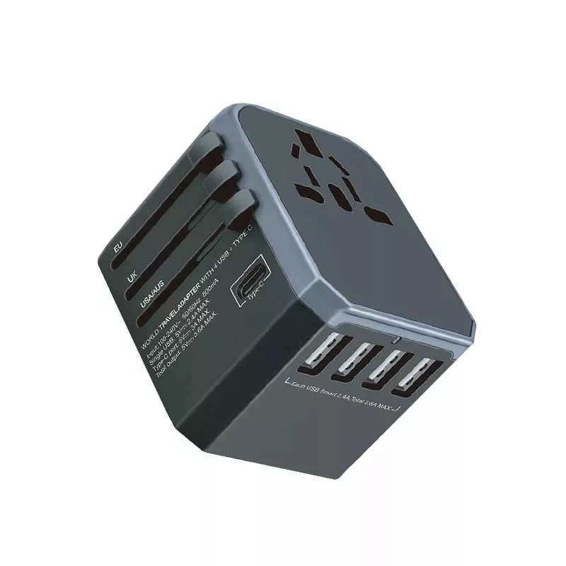 Gizzu Quad-USB Type-C Universal Travel Adapter Black