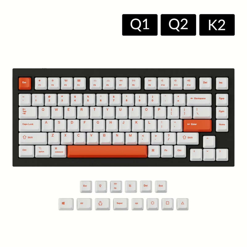 Keychron OEM Dye-Sub PBT Full Keycap Set - Orange/White