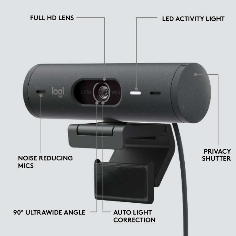 Logitech Webcam Brio 500 - GRAPHITE - USB - N/A - EMEA28 Webcam 2yr warranty