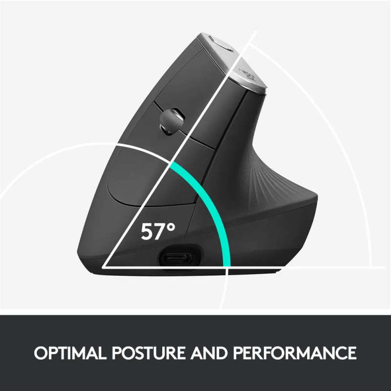 Logitech® MX Vertical Advanced Ergonomic Mouse - Graphite - 2.4GHZ/BT - EMEA
