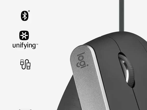 Logitech® MX Vertical Advanced Ergonomic Mouse - Graphite - 2.4GHZ/BT - EMEA