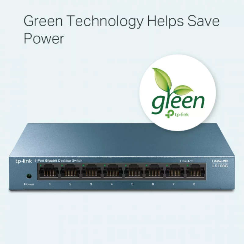TP-Link LS108G 8-Port 10/100/1000 Mbits Desktop Switch Unmanaged Blue