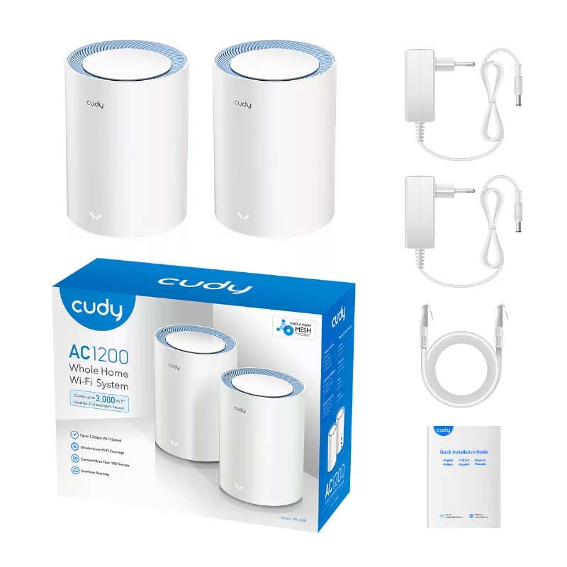 Cudy M1200 AC1200 Dual-Band Whole Home Wi-Fi Mesh System 2-pack