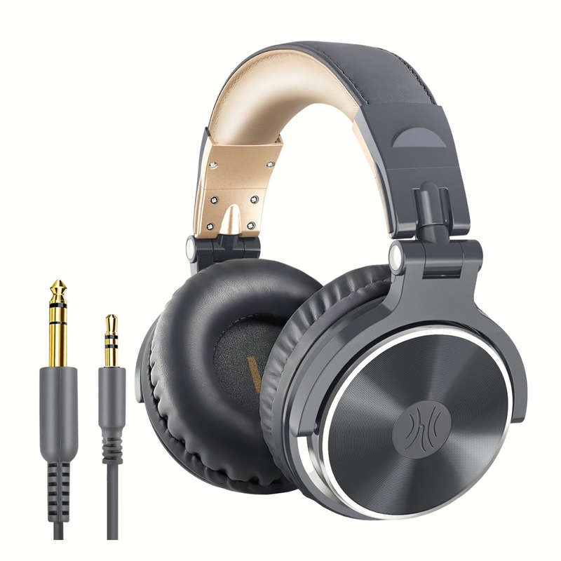 Oneodio Pro 10 Professional Wired Over Ear DJ and Studio Monitoring Headphones - Grey/Gold