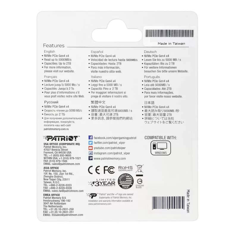 Patriot P400 2TB M.2 PCIe NVMe Internal SSD