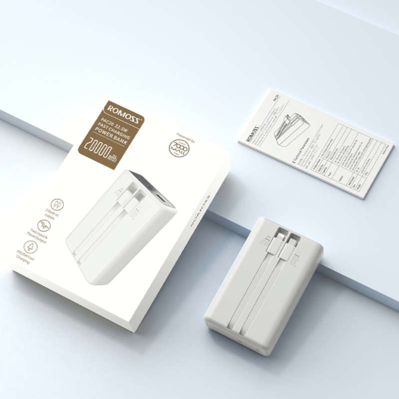 Romoss PAC20 20000mAh 22.5W Fast Charge Power Bank  White