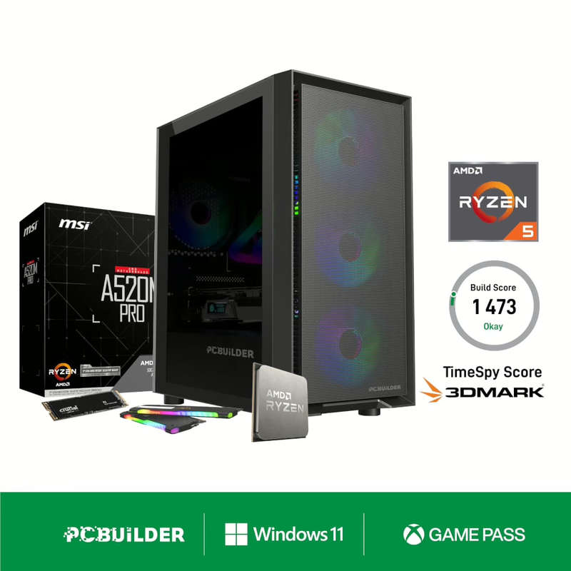 PCBuilder AMD Ryzen 5 5600GT DEFENDER Windows 11 Gaming PC