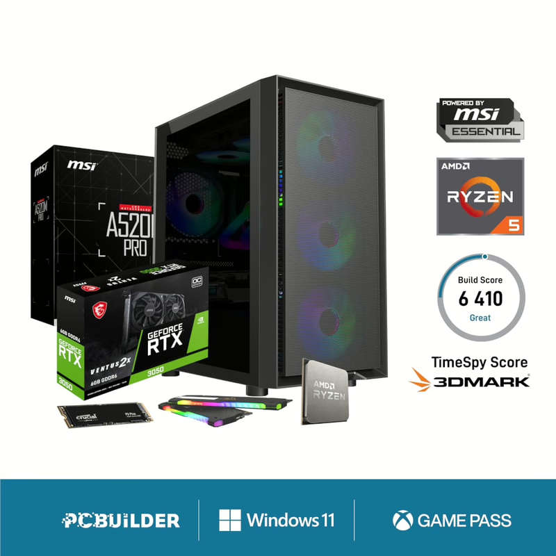 PCBuilder AMD Ryzen 5 5500 SCOUT Windows 11 Gaming PC